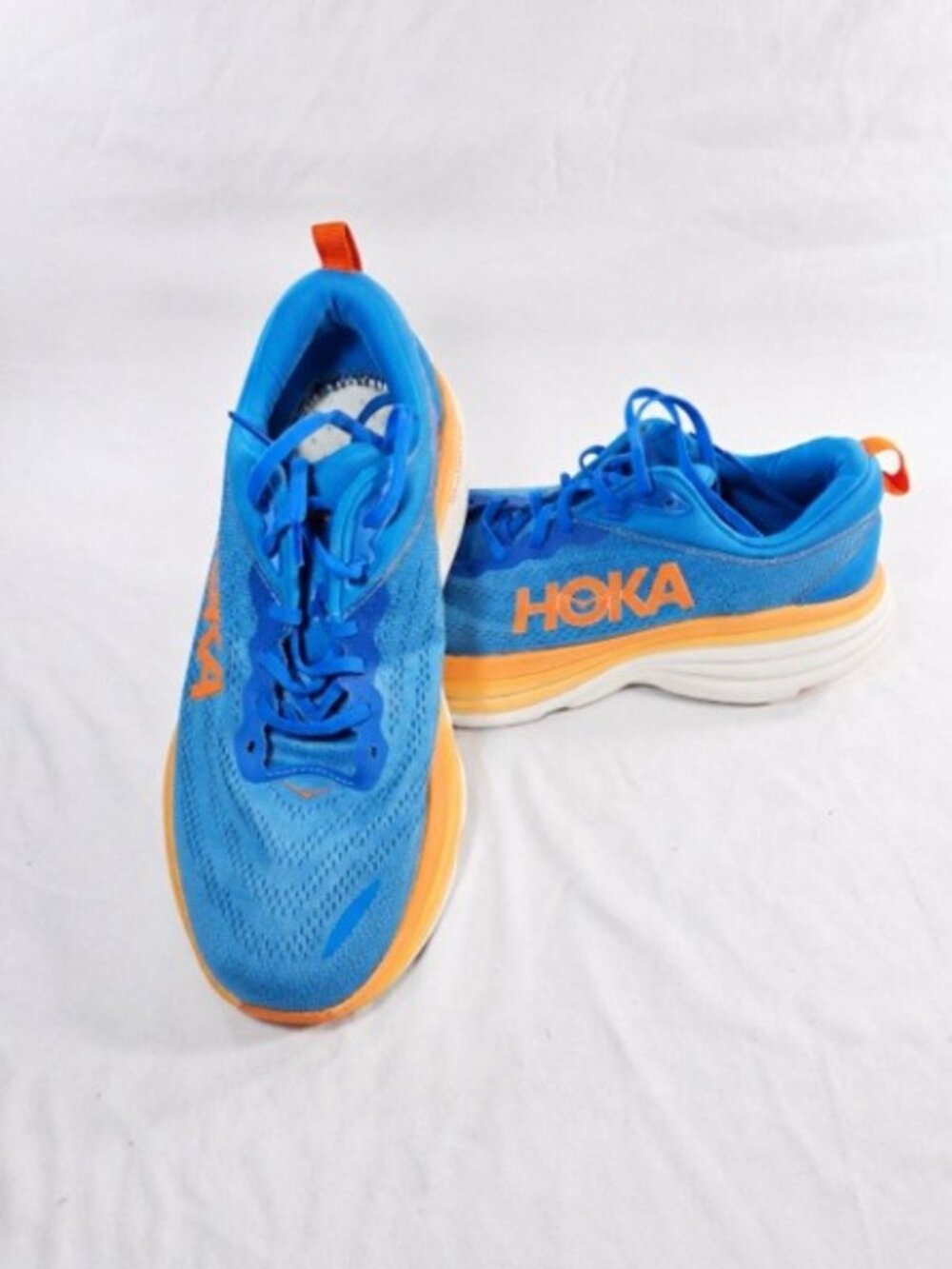 Hoka One One Mens Bondi 8 Running Shoes Size 10 2E 1127953 CSVO Blue Orange